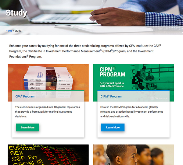 Website Design for CFA Society Nigeria – Inner Page