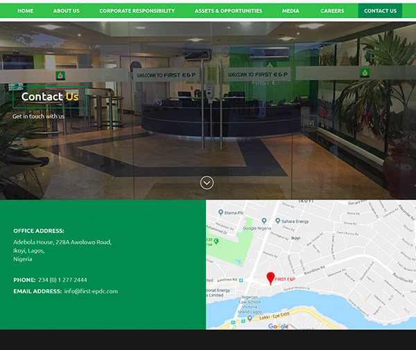 Website Design for First EPDC – Contact Page